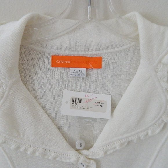 Cynthia Steffe Off White Cropped Ruffled Sweater Jacket, NWT Size 10 - Picture 3 of 12